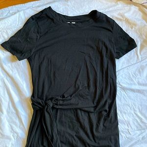 Effortless casual comfy tshirt dress w tie front